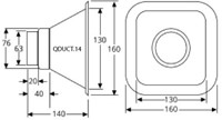 QSP Air inlet - square 130x130mm - connection 63-76mm-3