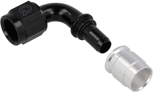 QSP krimp slang adapter PTFE 90° AN8
