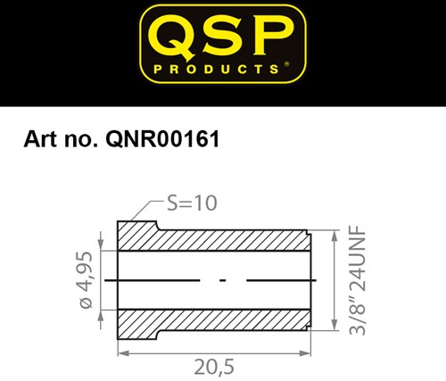 QSP Remwartel staal 3/8inch - 24UNF male / 4,75mm-3