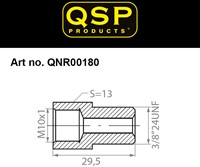 QSP Verloop messing female M10x1 - male 3/8 24UNF-3