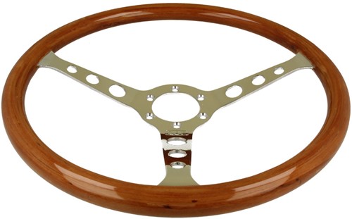 QSP Stuur Hout - 380 mm - 3-spaak - Vlak-2