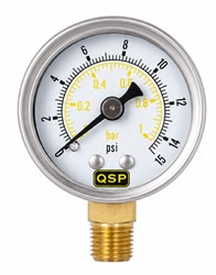 QSP Brandstofdrukmeter 0-1 Bar (0-15 psi) (carburateur) QSP Fuel Pressure Gauge 0-1 Bar (0-15 psi) (carburetor)